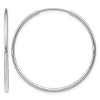 1 3/16 Inch Endless Hoop Earrings in 14K White Gold, 1.25mm Thick