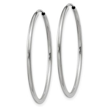 1 3/16 Inch 14K White Gold Endless Hoop Earrings, 1.5mm Thick 2