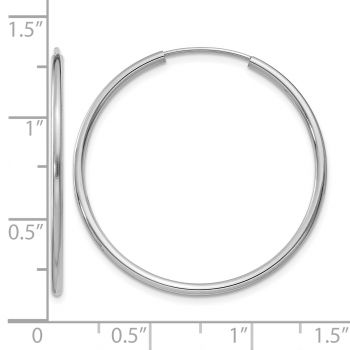 1 3/16 Inch 14K White Gold Endless Hoop Earrings, 1.5mm Thick 3