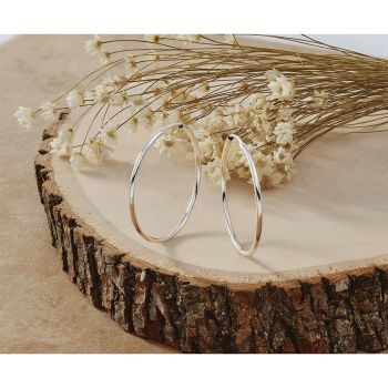 1 3/16 Inch 14K White Gold Endless Hoop Earrings, 1.5mm Thick 4