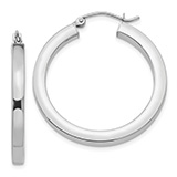 14K White Gold 1 3/16" Flat-Edge Hoop Earrings