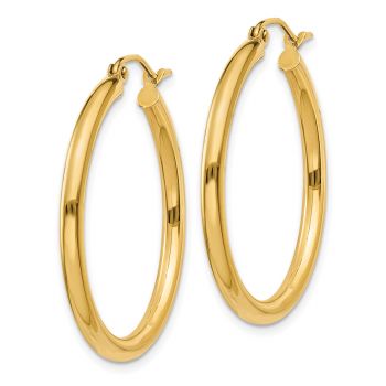 1 3/16 Inch Traditional Hoop Earrings in 14K Gold, 2.5mm Thick 2
