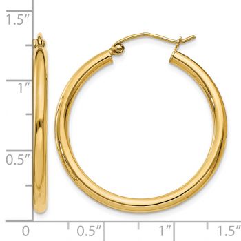 1 3/16 Inch Traditional Hoop Earrings in 14K Gold, 2.5mm Thick 3