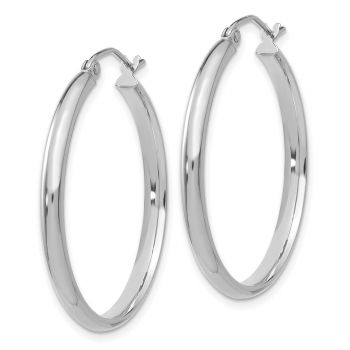 1 3/16 Inch 14K White Gold Traditional Hoop Earrings, 2.75mm Thick 2