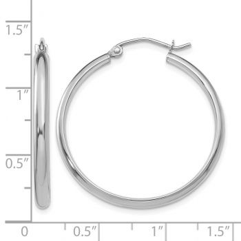 1 3/16 Inch 14K White Gold Traditional Hoop Earrings, 2.75mm Thick 3