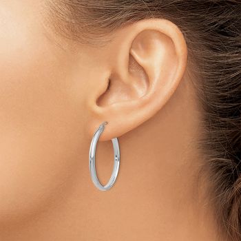 1 3/16 Inch 14K White Gold Traditional Hoop Earrings, 2.75mm Thick 4