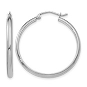 1 3/16 Inch 14K White Gold Traditional Hoop Earrings, 2.75mm Thick