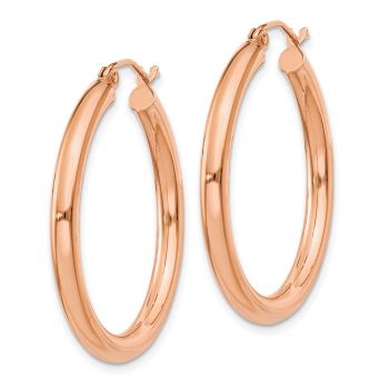 14K Rose Gold Lightweight Hoop Earrings, 1 1/8