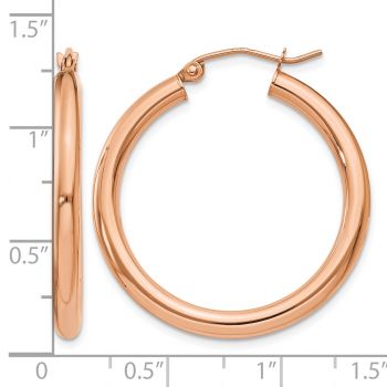14K Rose Gold Lightweight Hoop Earrings, 1 1/8