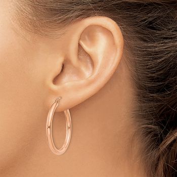 14K Rose Gold Lightweight Hoop Earrings, 1 1/8