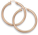 14K Rose Gold Lightweight Hoop Earrings, 1 1/8" Diameter, 3mm Thickness