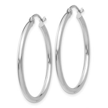 14K White Gold Hoop Earrings - 1 3/16