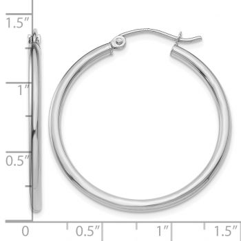 14K White Gold Hoop Earrings - 1 3/16