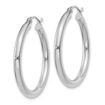14K White Gold Hoop Earrings - 1 3/16