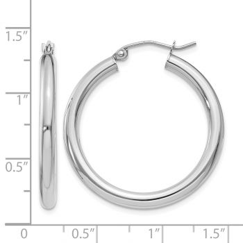 14K White Gold Hoop Earrings - 1 3/16