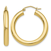 1 3/16" Lightweight Hoop Earrings in 14K Gold, 4mm Thick