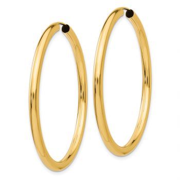1 3/4 Inch 14K Gold Endless Hoop Earrings, 3mm Thick 2