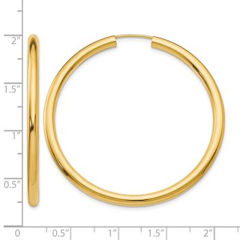 1 3/4 Inch 14K Gold Endless Hoop Earrings, 3mm Thick 3