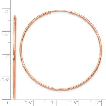 1 3/4 Inch 14K Rose Gold Endless Hoop Earrings, 1.25mm Thick 3