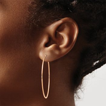 1 3/4 Inch 14K Rose Gold Endless Hoop Earrings, 1.25mm Thick 5