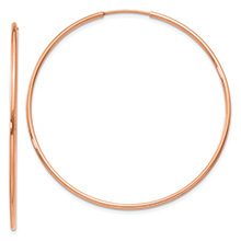 1 3/4 Inch 14K Rose Gold Endless Hoop Earrings, 1.25mm Thick