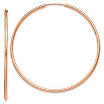 1 3/4" Endless Hoop Earrings in 14K Rose Gold, 1.5mm Thick