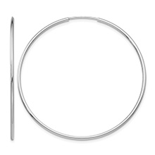1 3/4 Inch Endless Hoop Earrings in 14K White Gold, 1.25mm Thick