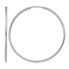1 3/4" Endless Hoop Earrings in 14K White Gold, 1.5mm Thick