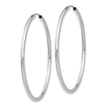 1 3/4 Inch 14K White Gold Endless Hoop Earrings, 2mm Thick 2