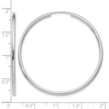 1 3/4 Inch 14K White Gold Endless Hoop Earrings, 2mm Thick 3