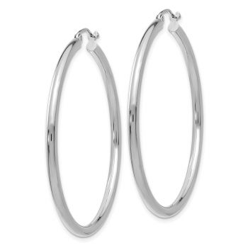 1 3/4 Inch Polished Hoop Earrings in 14K White Gold, 2.5mm Thick 2