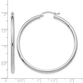 1 3/4 Inch Polished Hoop Earrings in 14K White Gold, 2.5mm Thick 3