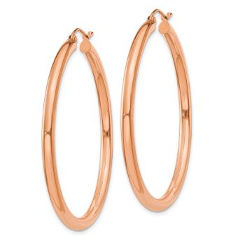 14K Rose Gold Lightweight Hoop Earrings, 1 3/4
