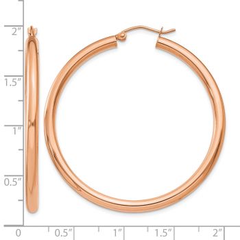 14K Rose Gold Lightweight Hoop Earrings, 1 3/4