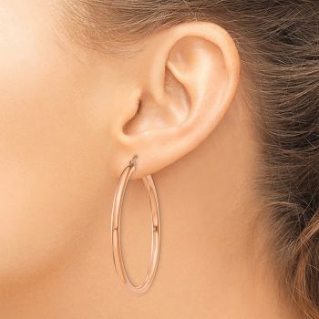 14K Rose Gold Lightweight Hoop Earrings, 1 3/4