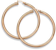 14K Rose Gold Lightweight Hoop Earrings, 1 3/4" Diameter, 3mm Thickness