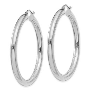 1 3/4 Inch Traditional Hoop Earrings in 14K White Gold, 4mm Thick 2