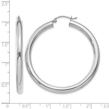 1 3/4 Inch Traditional Hoop Earrings in 14K White Gold, 4mm Thick 3