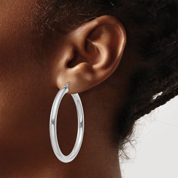 1 3/4 Inch Traditional Hoop Earrings in 14K White Gold, 4mm Thick 4
