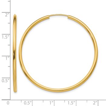 1 3/4 Inch Plain Hoop Earrings in 14K Gold (2mm) 4