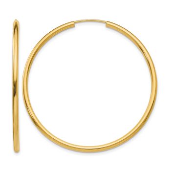 1 3/4 Inch Plain Hoop Earrings in 14K Gold (2mm) 2
