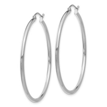 14K White Gold Hoop Earrings - 1 3/4