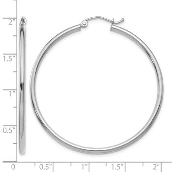 14K White Gold Hoop Earrings - 1 3/4