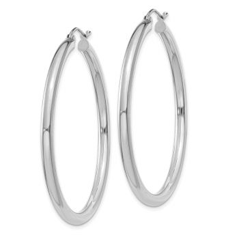 14K White Gold Hoop Earrings - 1 3/4