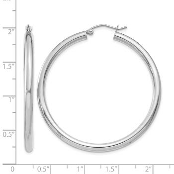 14K White Gold Hoop Earrings - 1 3/4