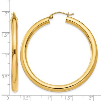 1 3/4 Inch 14K Gold Lightweight Hoop Earrings, 4mm Thick 3