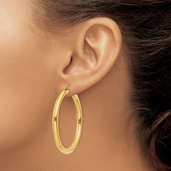 1 3/4 Inch 14K Gold Lightweight Hoop Earrings, 4mm Thick 4