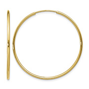 1 3/8" 14K Gold Endless Hoop Earrings, 1.25mm Thick