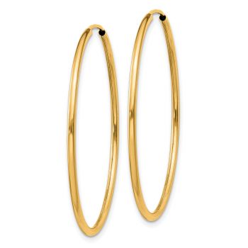 1 3/8 Inch 14K Gold Endless Hoop Earrings, 1.5mm Thick 2