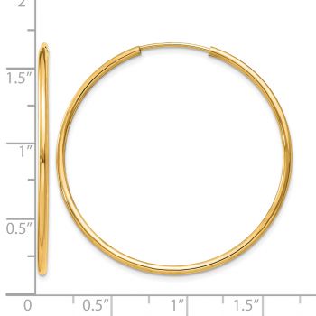 1 3/8 Inch 14K Gold Endless Hoop Earrings, 1.5mm Thick 3